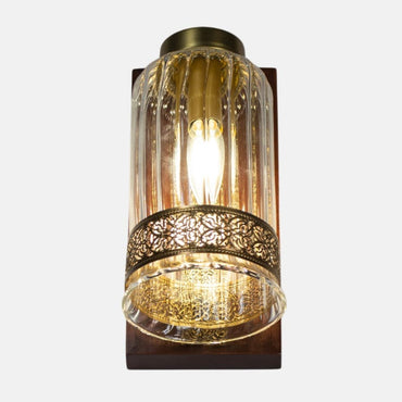 Pyrex Wall Light - Wood Back Oxidized