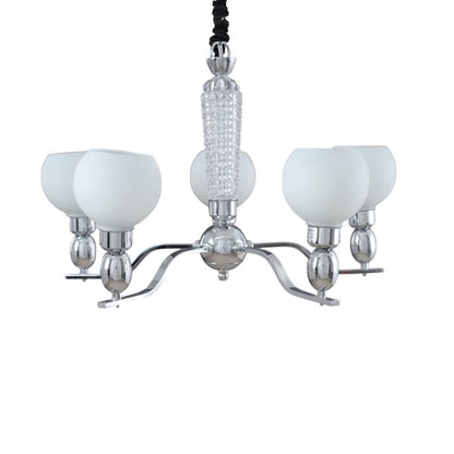 Chandelier 5-arm white chrome ball