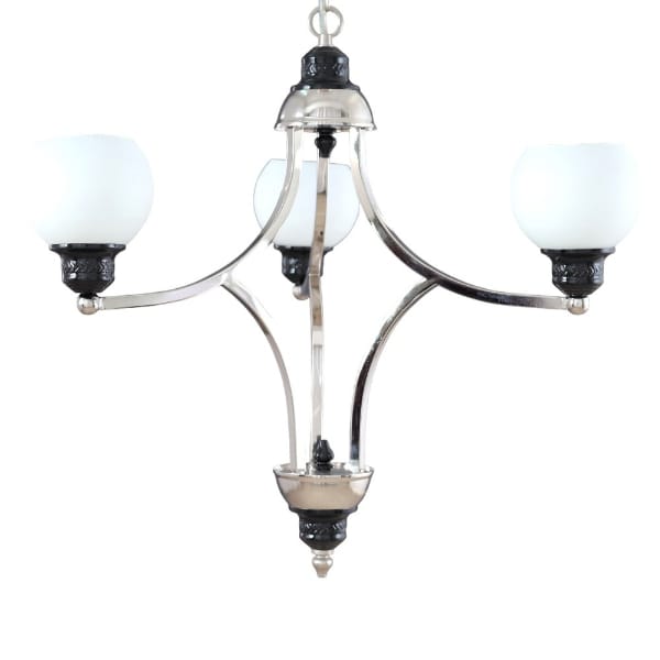 Chandelier, 3 Lights, Metal, 66×65cm - Black Silver