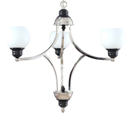 Chandelier, 3 Lights, Metal, 66×65cm - Black Silver
