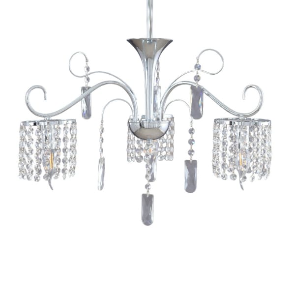 نجفة فضية كريستالية بثلاثة لمبة