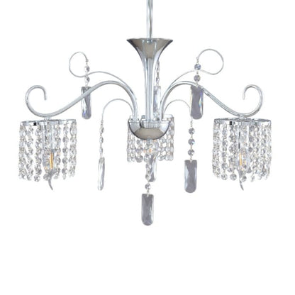 نجفة فضية كريستالية بثلاثة لمبة