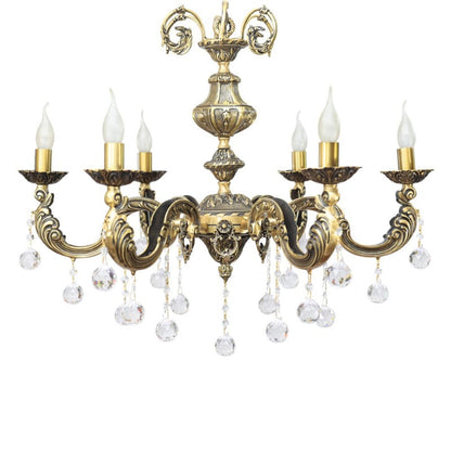 Pearl 6-arm Chandelier Italian Bronze