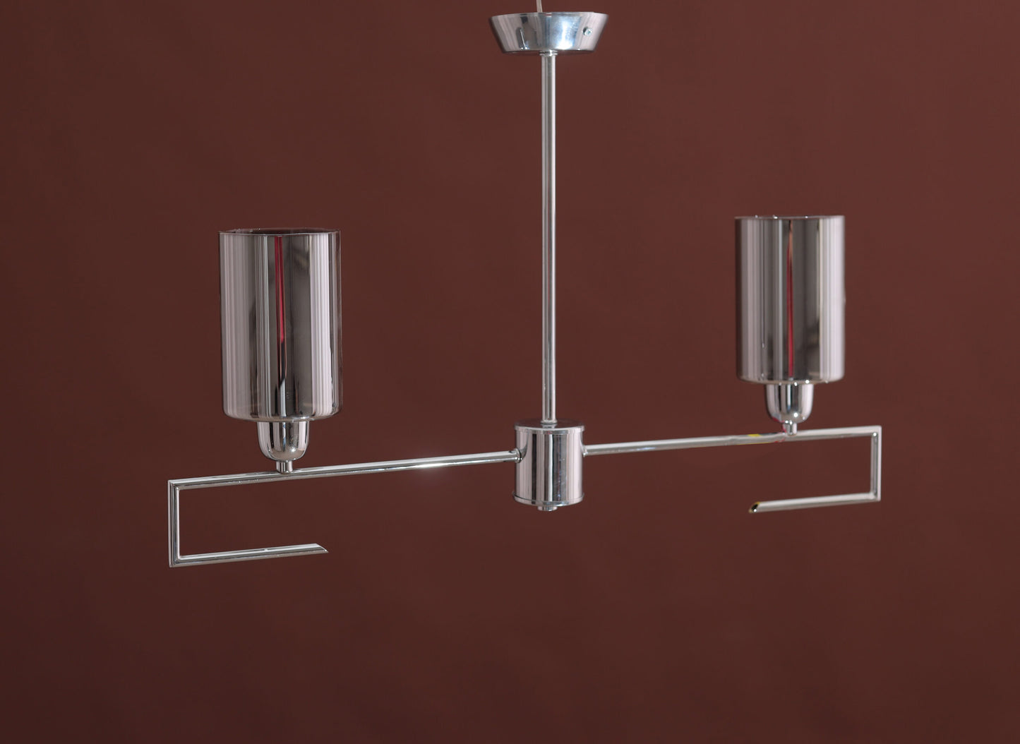 Glass Chandelier, 2 Lights, Metal, 50×45cm - Silver