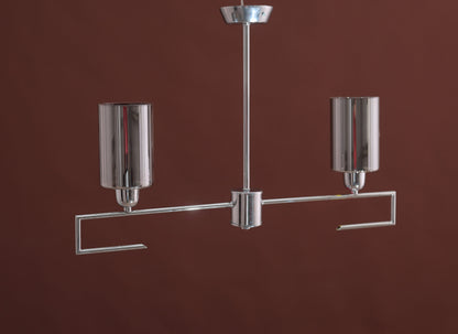 Glass Chandelier, 2 Lights, Metal, 50×45cm - Silver