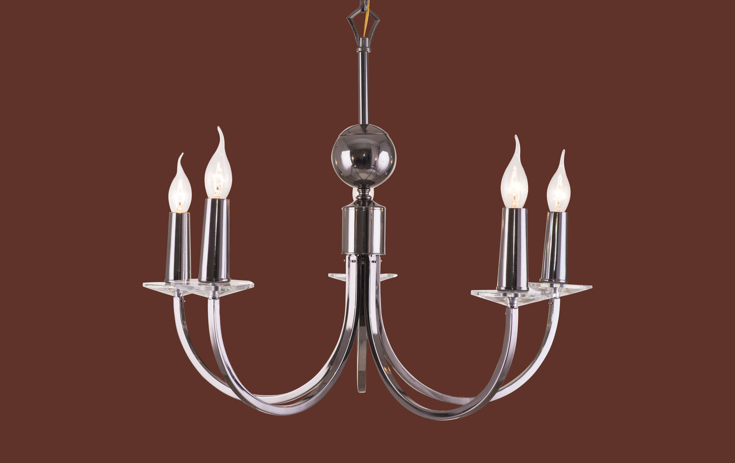 Milano Chandelier, 5 Lights, Metal, 60×60cm - Black Nickel