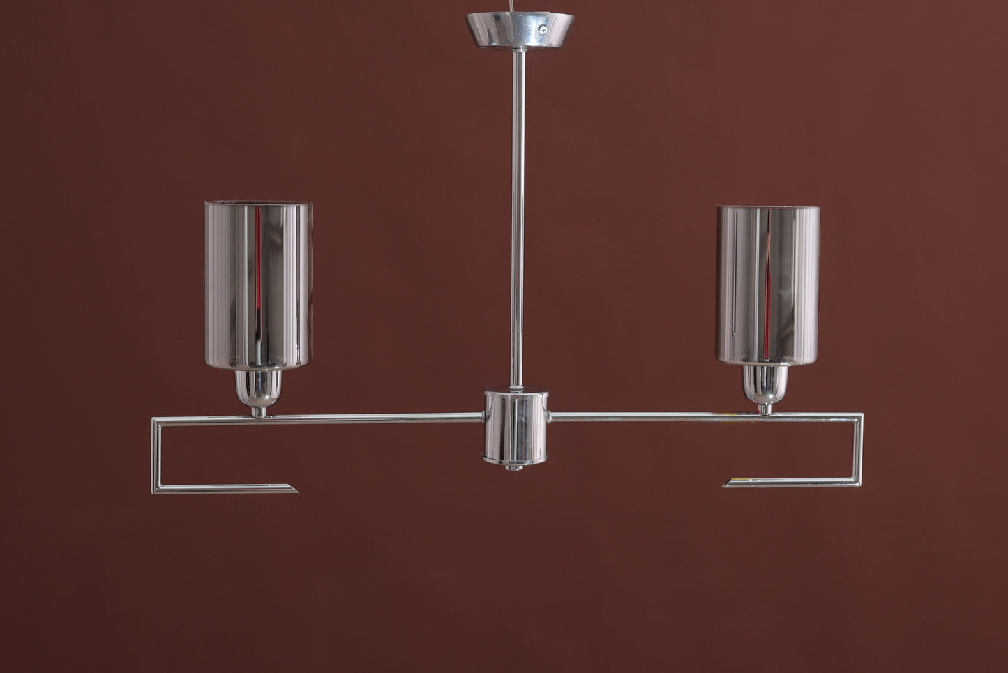 Glass Chandelier, 2 Lights, Metal, 50×45cm - Silver