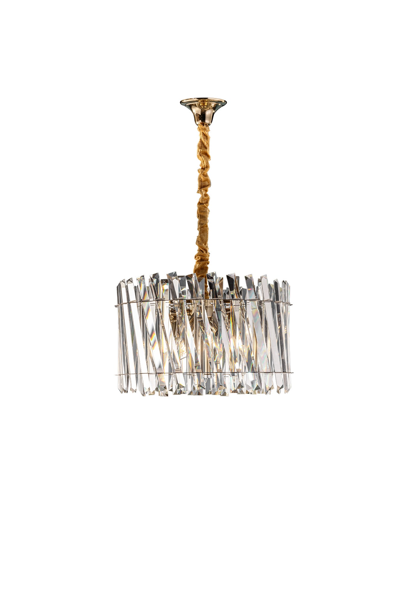 Round Chandelier, 4 Lights, Stainless Steel, 40×85cm - Solitaire Gold
