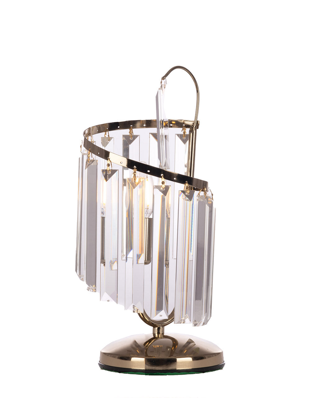 أباجورات على شكل حرف L حلزونية كريستالية ذهبية اللون