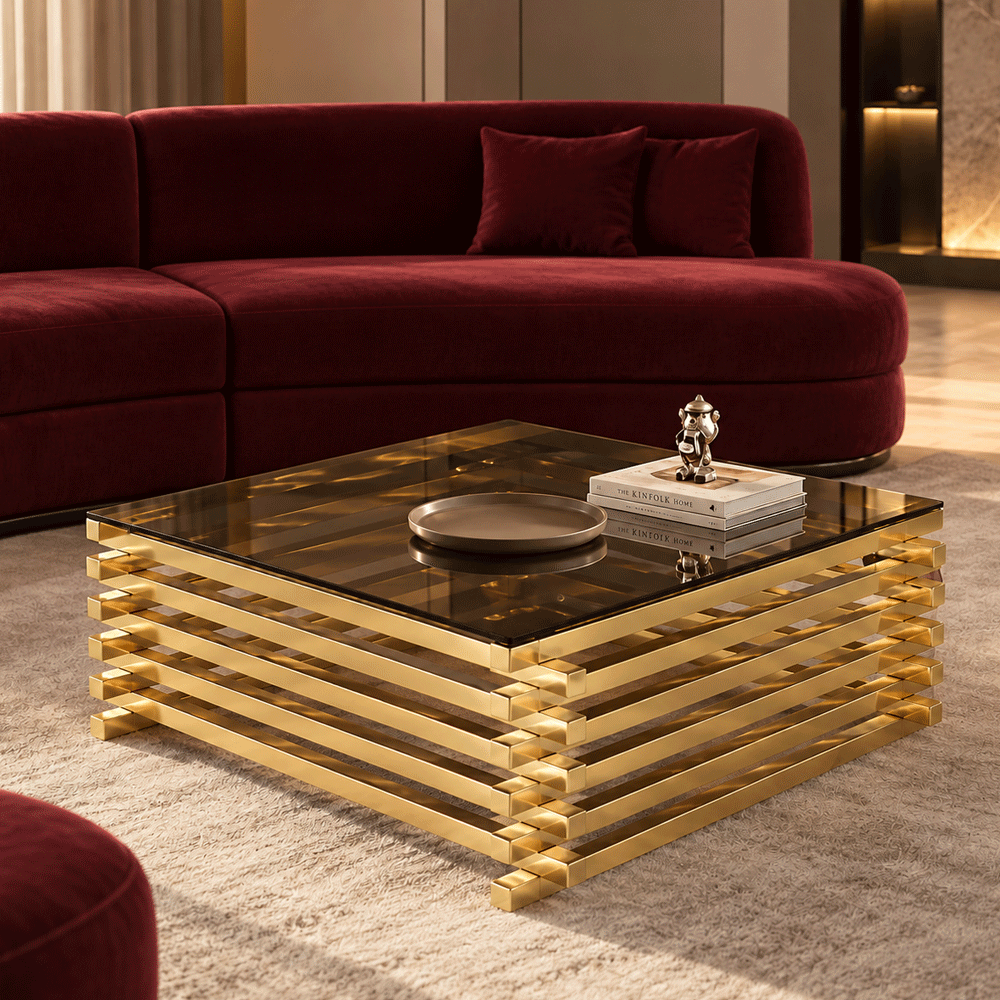 ترابيزة سلالم، ستانلس ستيل، 80×34 سم - ذهبي PVD