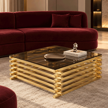 Stairs Table, Stainless Steel, 80×34cm - Gold PVD