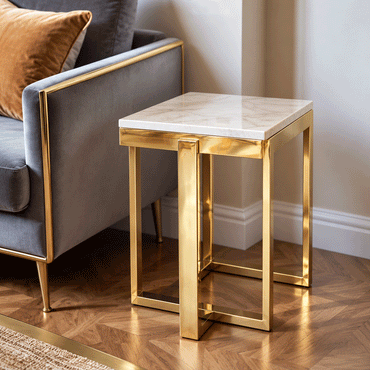 Kiara Table, Stainless Steel, 40×62cm - Gold PVD