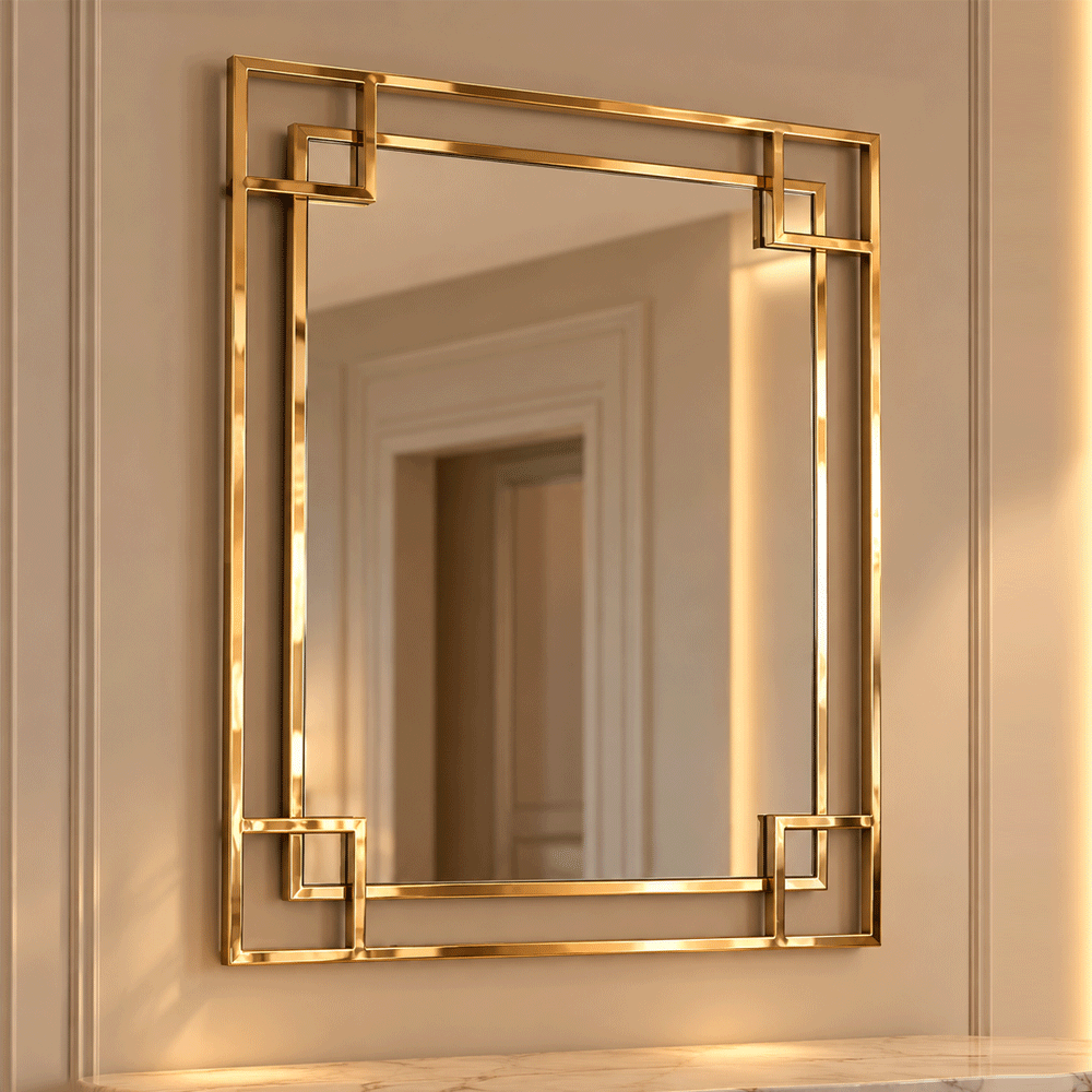 Line Mirror, Stainless Steel, 70×90cm - Gold PVD