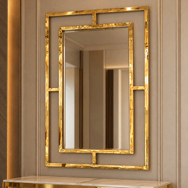 Arc Mirror, Stainless Steel, 69×104cm - Gold PVD