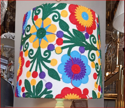 lampshade 30cm cylindrical rose embroidery