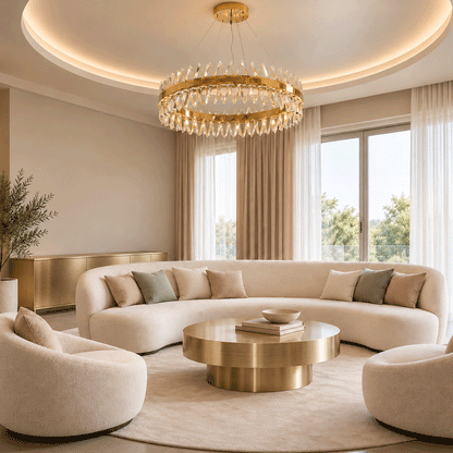 Cirra LED Chandelier, Stainless Steel, 80×80cm - Gold PVD