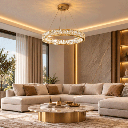 Orbit LED Chandelier, Stainless Steel, 60×60cm - Gold PVD
