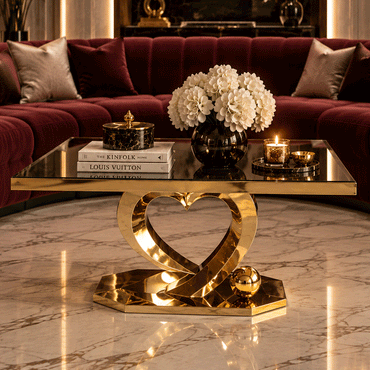 Oriana Table, Stainless Steel, 49×100×60cm - Gold