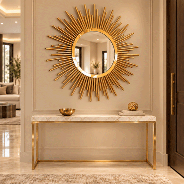 مراية صن، ستانلس ستيل، 95×95 سم - ذهبي PVD