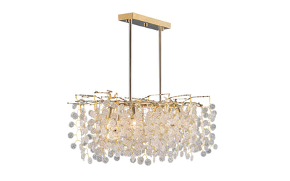 Laser Branches Oval Chandelier, 8 Lights, Stainless Steel, 45×80cm - Solitaire Gold