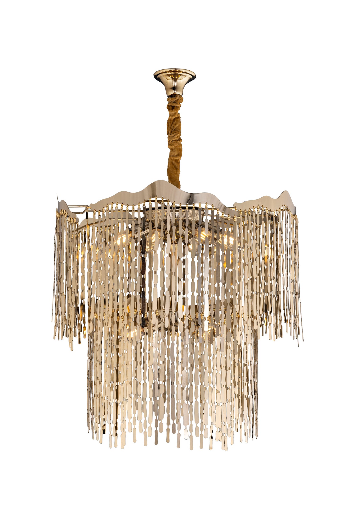 Curtain Round Chandelier, 12 Lights, Stainless Steel, 60×55cm - Solitaire Gold