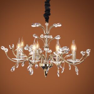 Chandelier 8 arms almond branch code 5738 with solitaire gold crystal