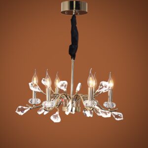 Chandelier 6 arms crystal comb/18 LED bulbs + 6 bulbs code 5724 (with crystal) solitaire gold